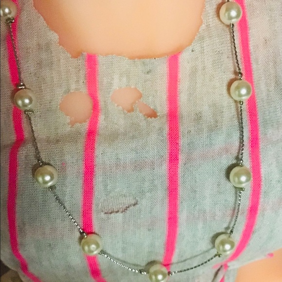 ❤️Very nice Fashion Pearl Necklace Silver Color Statement - Picture 1 of 3